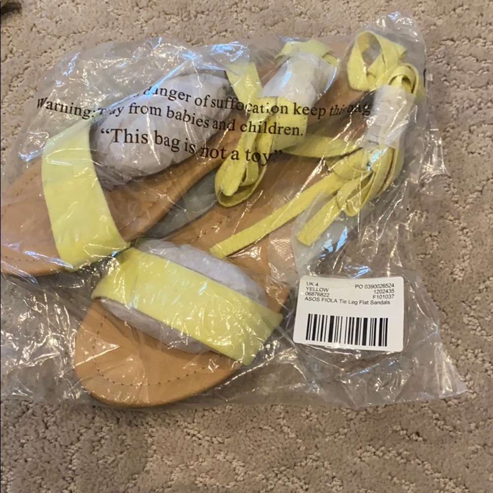 yellow tie up leg sandals NWT size 6